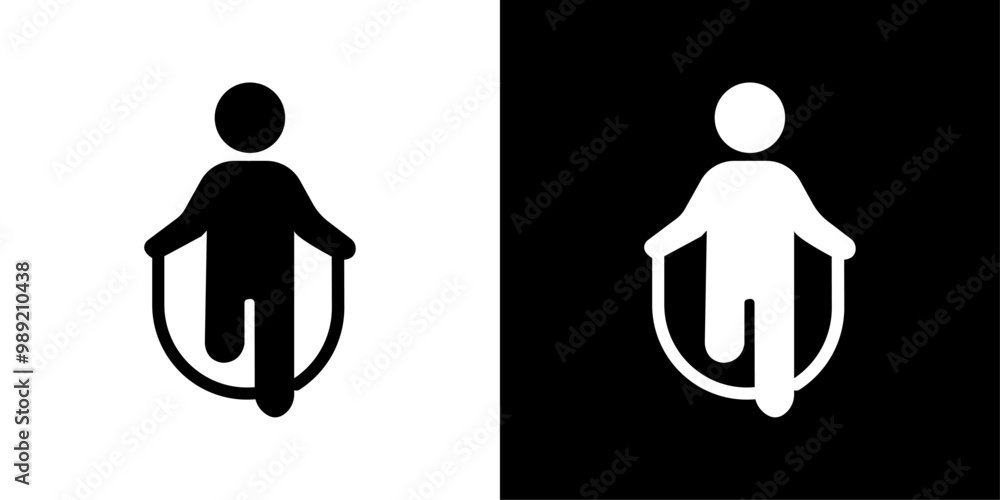 Poster man jumping with skipping rope icon isolated flat vector in outline