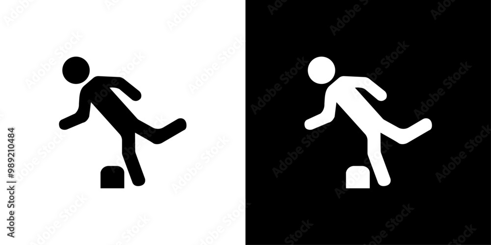 Poster man tripping icon isolated flat vector in outline