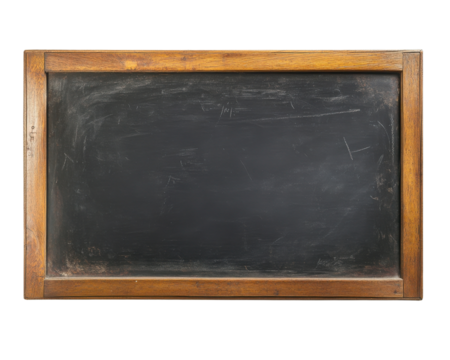 Empty chalkboard with wooden frame transparent background