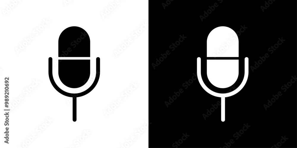 Poster mic button icon isolated flat vector in outline