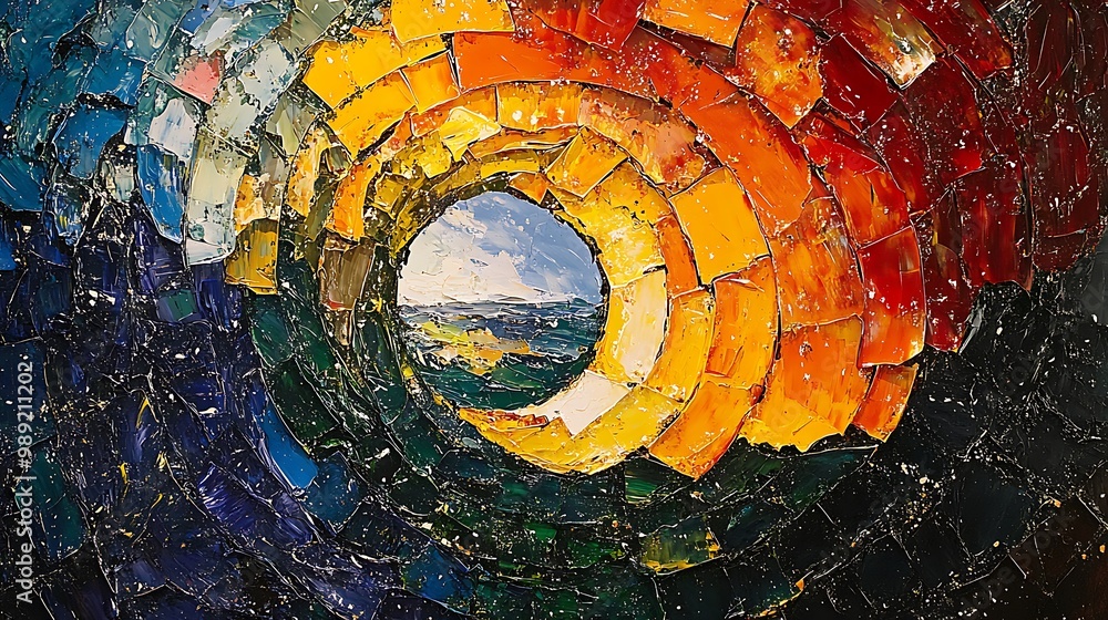 Poster groundbreaking abstract art composition explores abstract concepts featuring fragmented shape shatte