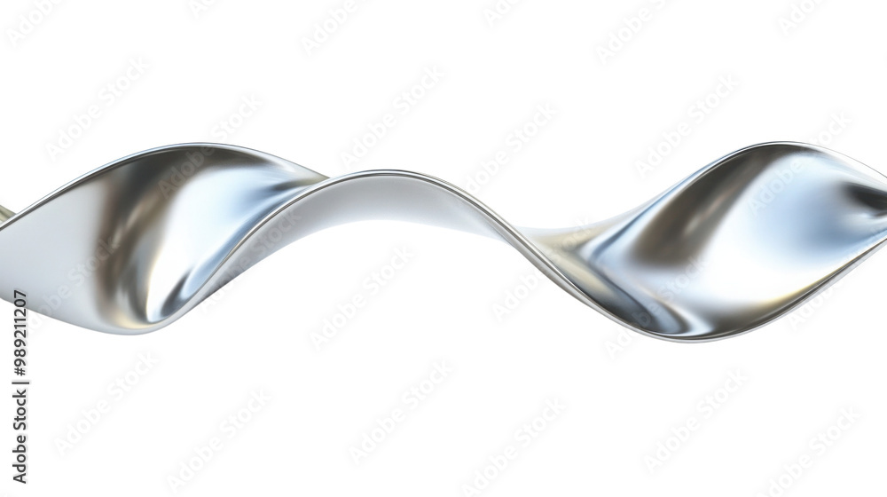 Poster metallic wave abstract design, white isolate background transparent background