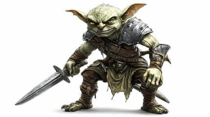 Goblin knight isolated on white. Goblin. Illustration