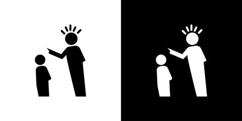 Parents scolding child icon Isolated flat vector in outline