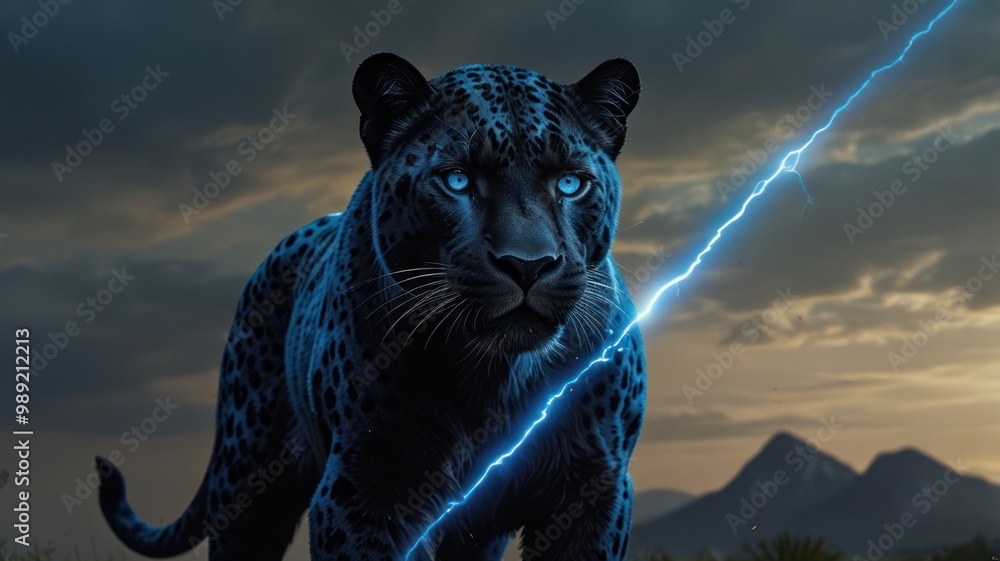 Sticker Black Panther with Lightning