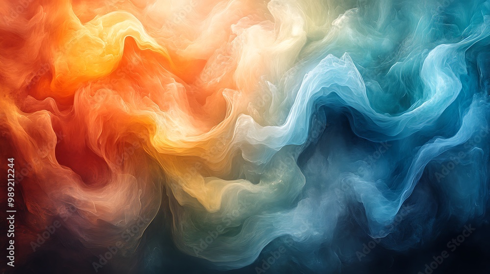 Poster mesmerizing abstract art piece explores depth of abstract concepts featuring swirling color shape re