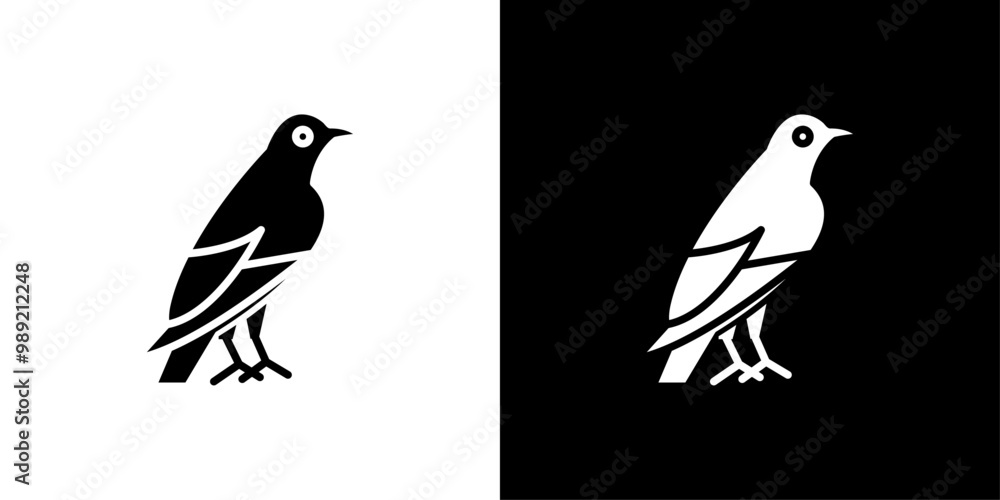 Poster raven icon isolated flat vector in outline