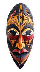 Traditional tribal mask, white isolate background transparent background