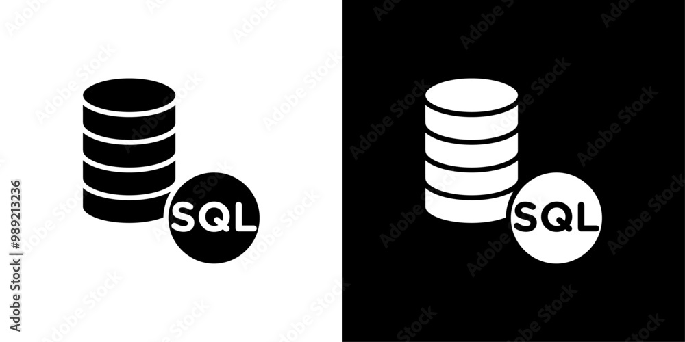 Poster sql server icon isolated flat vector in outline