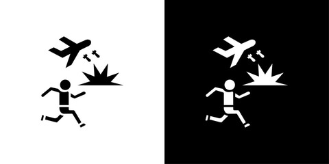 war Refugee icon Isolated flat vector in outline