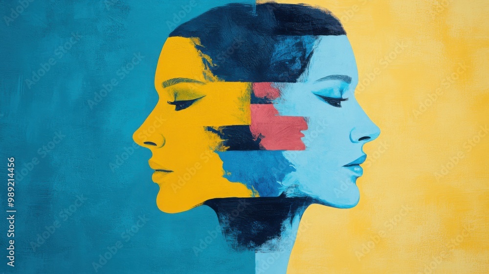 Poster merging faces symbolizing identity and connection