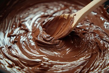 Melted Chocolate with Wooden Spoon