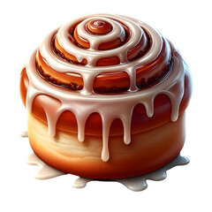 Beautiful Cinnamon roll with icing on transparent