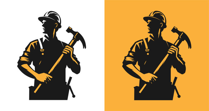 Iconic worker man silhouette, ideal for construction logos, designs, and labor concepts.