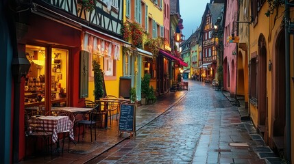 Fototapeta premium Charming Colorful Street in a Historic Town