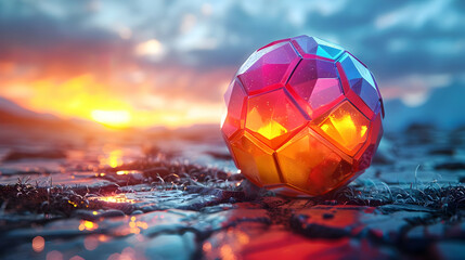Naklejka premium 3D Abstract Sphere Sunset Background