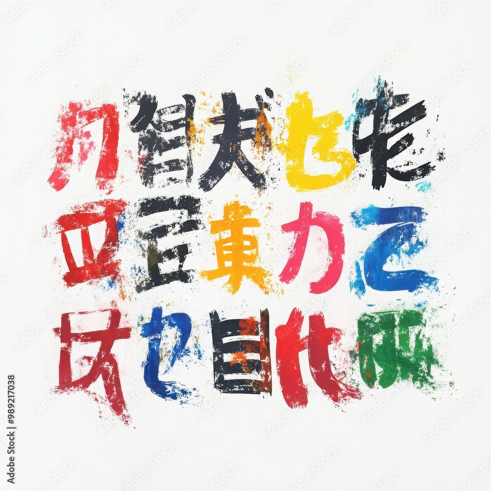 Poster colorful abstract text design, white isolate background