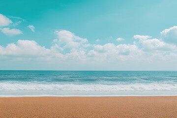 Obraz premium Serene seaside view with clear blue sky tranquil waves