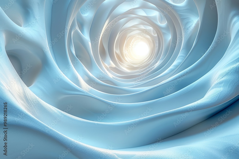 Poster elegant abstract design with white funnel pattern and whirlpool circles on a clean background
