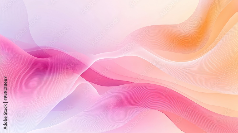 Poster a minimalist abstract design with soft gradients and flowing lines, representing inner peace and min