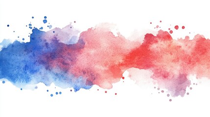 Obraz premium Watercolor splash in red and blue colors.