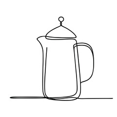Milk frother. Icon. Vector drawing. One line art. A simple drawing of a continuous line of a kitchen electric appliance.