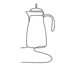 Milk frother. Icon. Vector drawing. One line art. A simple drawing of a continuous line of a kitchen electric appliance.