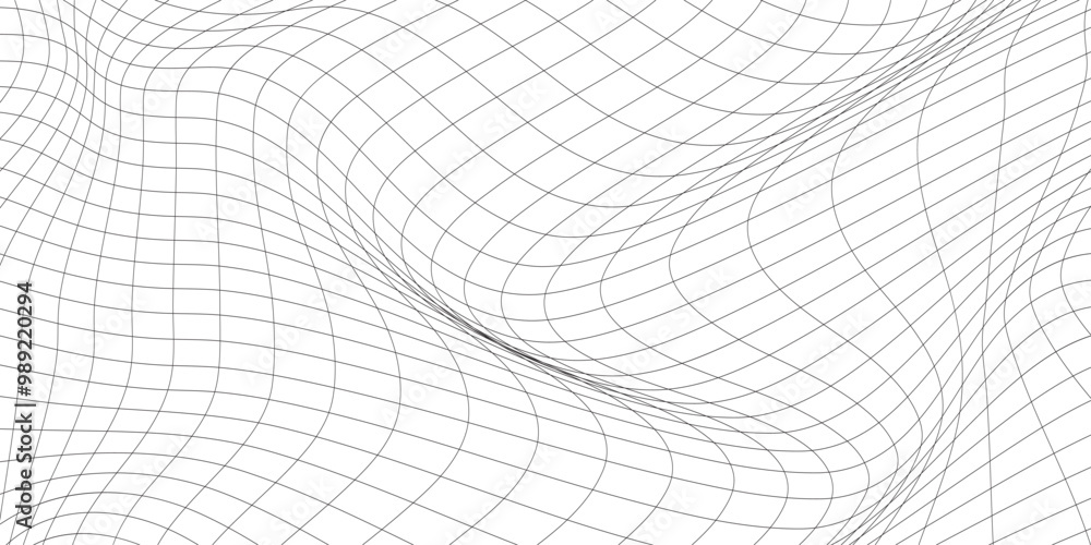 Poster a black and white image of a wave with a grid pattern