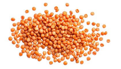 High-Resolution Image of Red Lentils: Sharp Details and Dense Arrangement Transparent Background.
