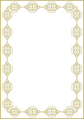 Vintage style frame in A4 format. Elegant golden ornament. Version 17. Vector illustration