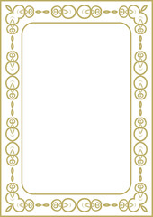Vintage style frame in A4 format. Elegant golden ornament. Version 14. Vector illustration
