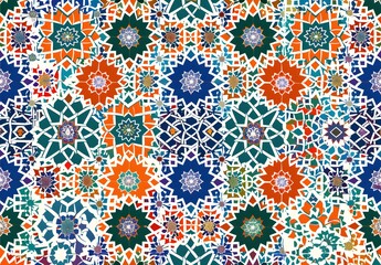 Colorful Islamic Geometric Seamless Pattern