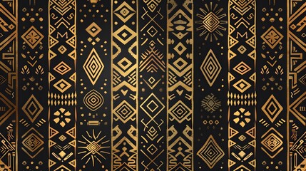 Gold Tribal Geometric Seamless Pattern