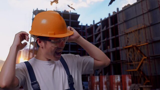 Man Worker At Construction Site (146).Mov