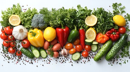 Colorful Vegetable Border on White Background