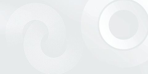 Abstract white glowing geometric lines on gray background. Modern shiny blue circle lines pattern. Futuristic technology concept. Suit for cover, poster,