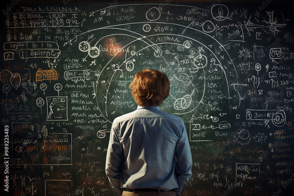 Aufkleber scientists solving formula in a classroom generative ai image