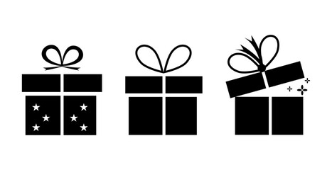 Set of birthday gift box icons