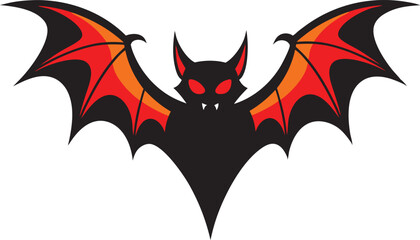 Spooky Bat spreading its wings winged black bat scary eyes 