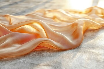Golden Sheer Fabric Draped on a Textured Surface