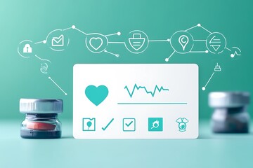 Pet care card highlighting advancements AIpowered pet wellness coaching offering sleek design large blank space on the lower left for writing surrounded by abstract coaching and wellness program icons