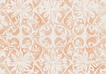 Peach & White Vintage Italian Tile Wallpaper