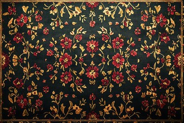 Vintage Floral Pattern on Dark Fabric