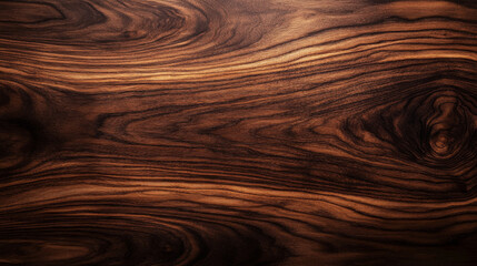 Obraz premium Dark walnut wooden background, smooth and polished surface with rich textures, elegant and sophisticated,