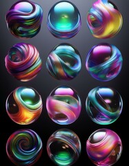 neon iridescent holographic colourful gloss shiny glass balls