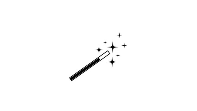 Magic wand icon animation ,magic wand concept on solid background