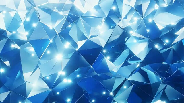 Abstract blue background with low-poly triangles and a white glow on the edges.