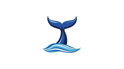 Majestic Whale Tail Logo Design in Vector Illustration Style on White Background