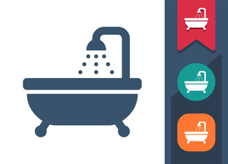 Bath, Bathtub, Bath Tub, Shower Icon