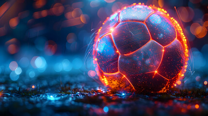 Fototapeta premium Glowing Soccer Ball 3D Illustration